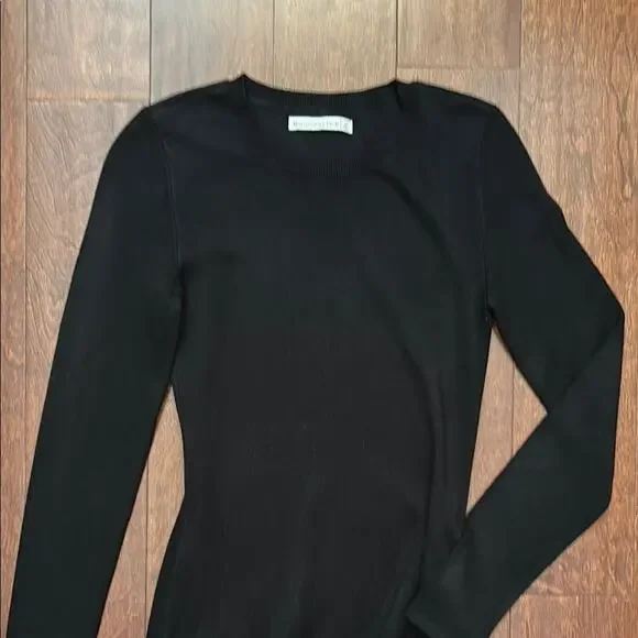 Abercrombie & Fitch Black Long Sleeve Knit Dress, Side Cinched, Size Small Tall - Picture 3 of 9